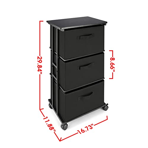 Grey Fabric Dresser with 3 Drawers and Wood Top E144992