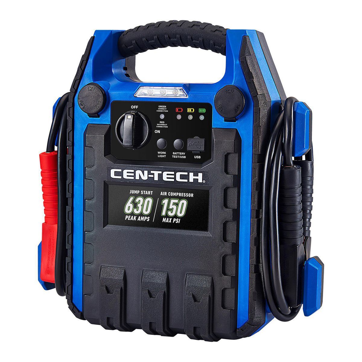 630 Peak Amp Portable Car Battery Jump Starter with Air Compressor X415990