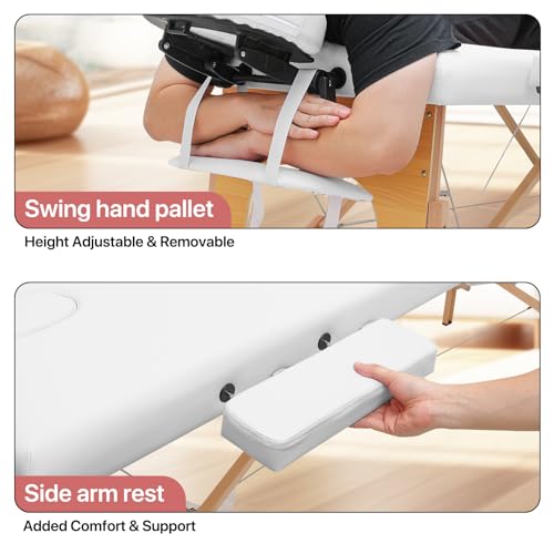 White 3 Fold Portable Massage Table with Carry Case N834578