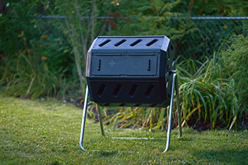 Black 37 Gallon Dual Chamber Tumbling Composter K341813
