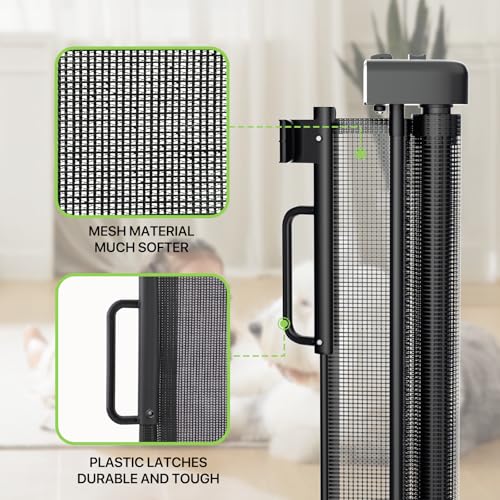 White Retractable Mesh Gate, 4"-64" Wide, 34" Tall T42239