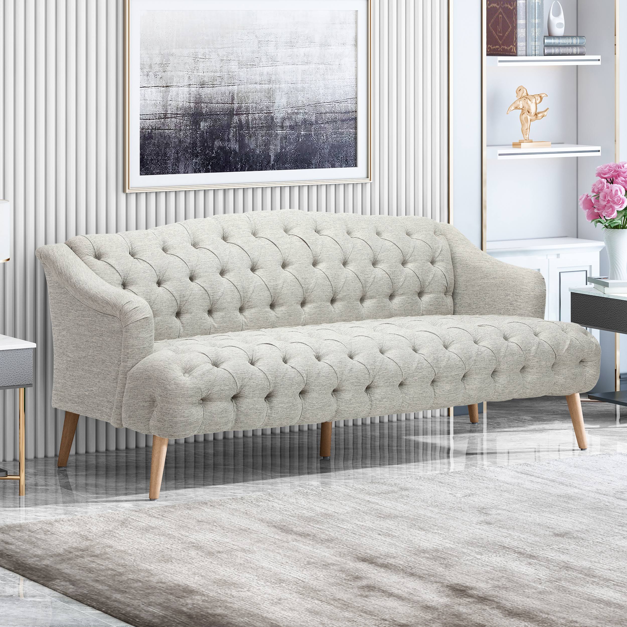 Light Blue Fabric 3 Seater Sofa O111427