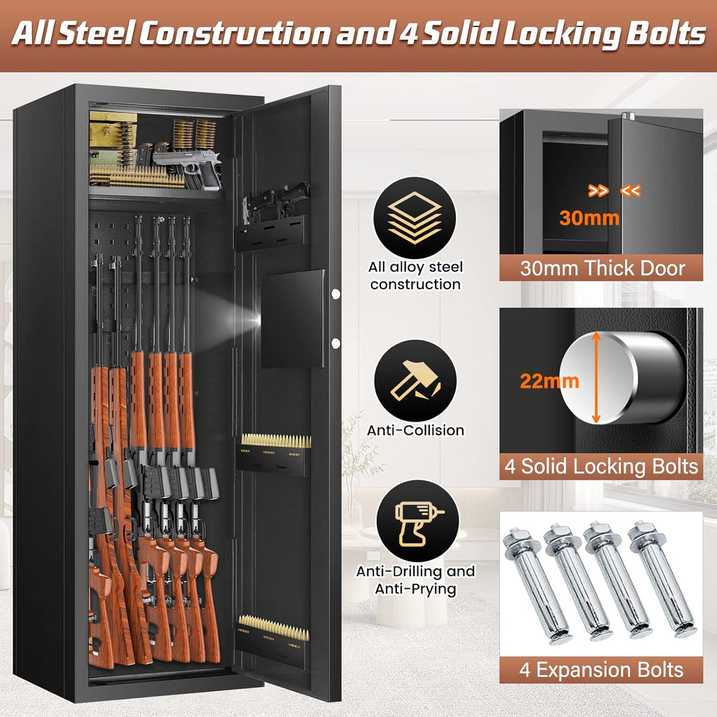 Black 7-8 Fireproof Gun Safe with Digital Keypad F9645