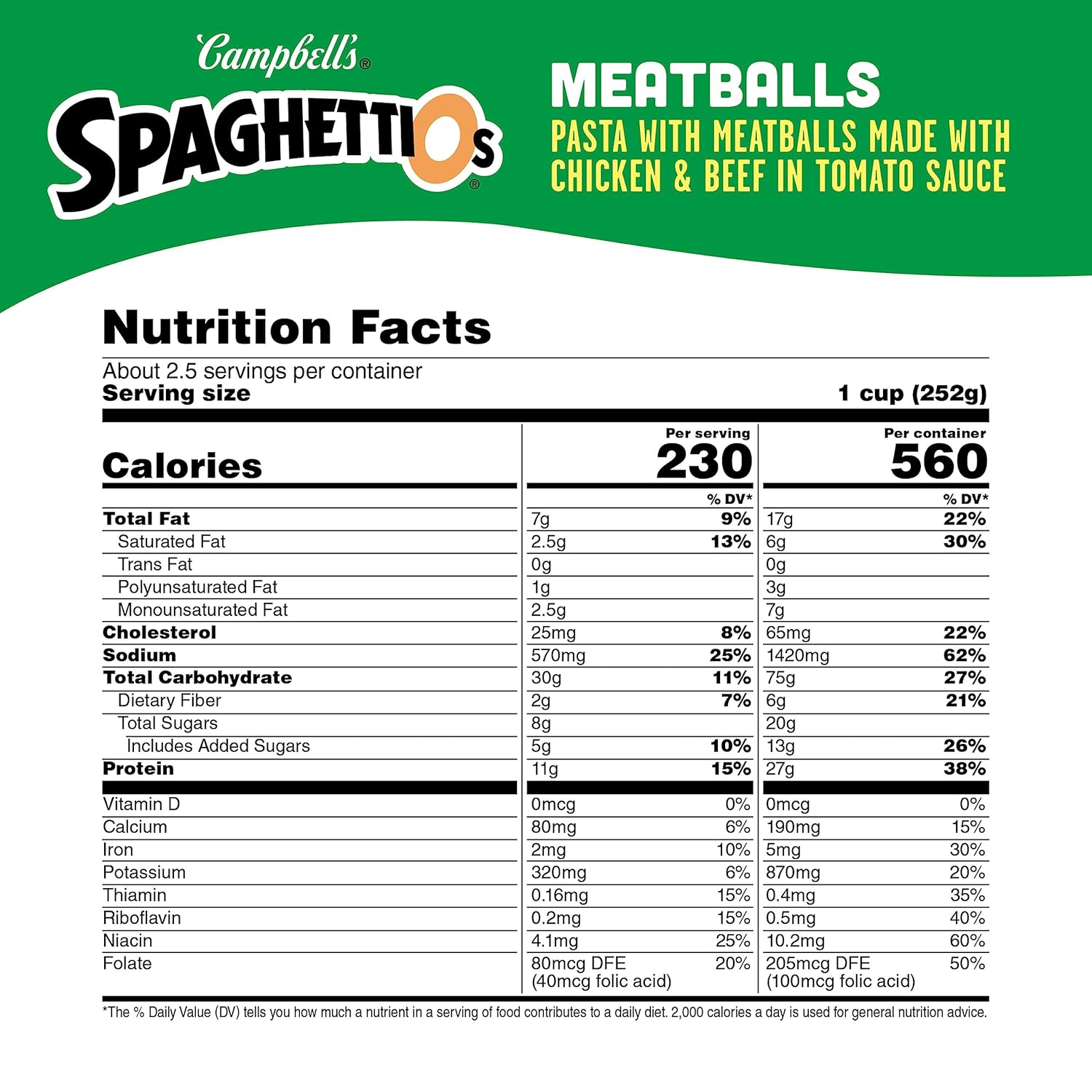 22.2 oz Canned Pasta with Meatballs (Pack of 12) G42117