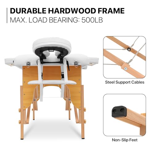White 3 Fold Portable Massage Table with Carry Case N834578