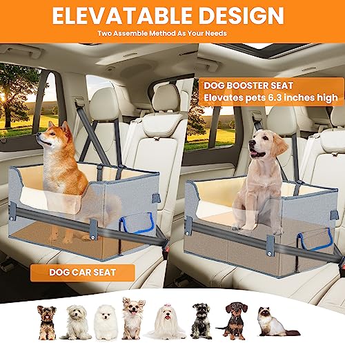 Elevated Dog Booster Seat Pet Travel Carrier Bed with Adjustable Straps P17652