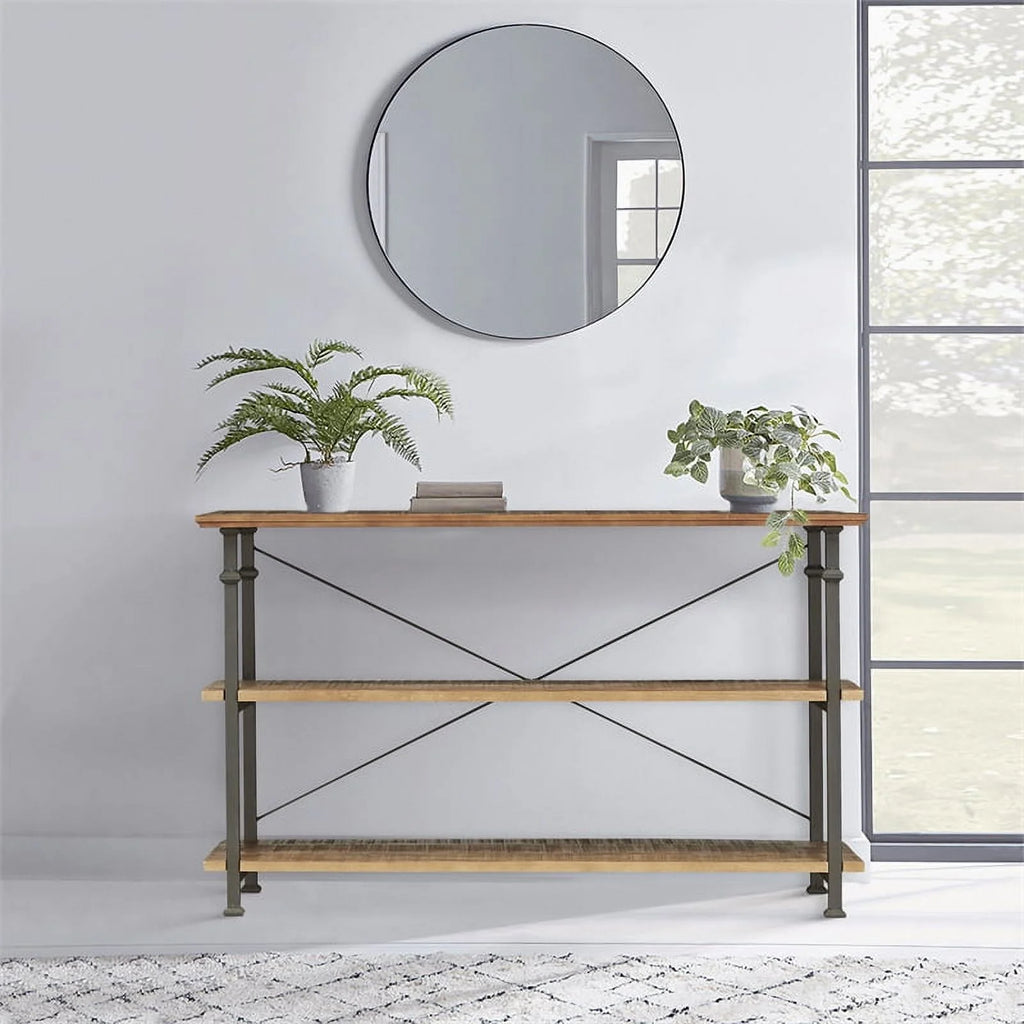 Black Wood Metal Sofa Table TV Stand Console Unit D25530