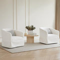 Cream White Linen Fabric Swivel Accent Chair Set of 2 E4491