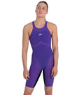 Violet/Black Open Back Kneeskin Tech Suit Swimsuit F12006