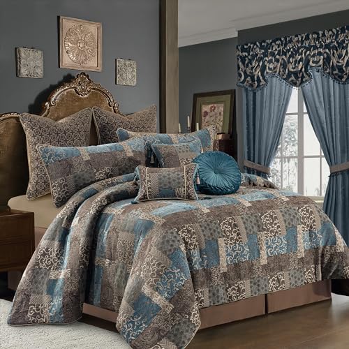 9-Piece King Jacquard Comforter Set with Euro Shams, Bedskirt, Decorative Pillow L80481