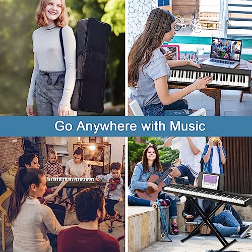 White 88 Key Folding Electric Piano with Bluetooth MIDI D498