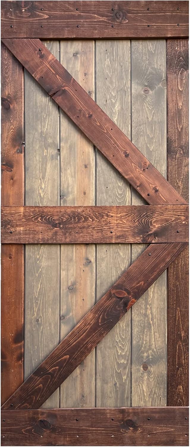 Brown/Walnut Knotty Pine Wood Sliding Barn Door Slab O1341