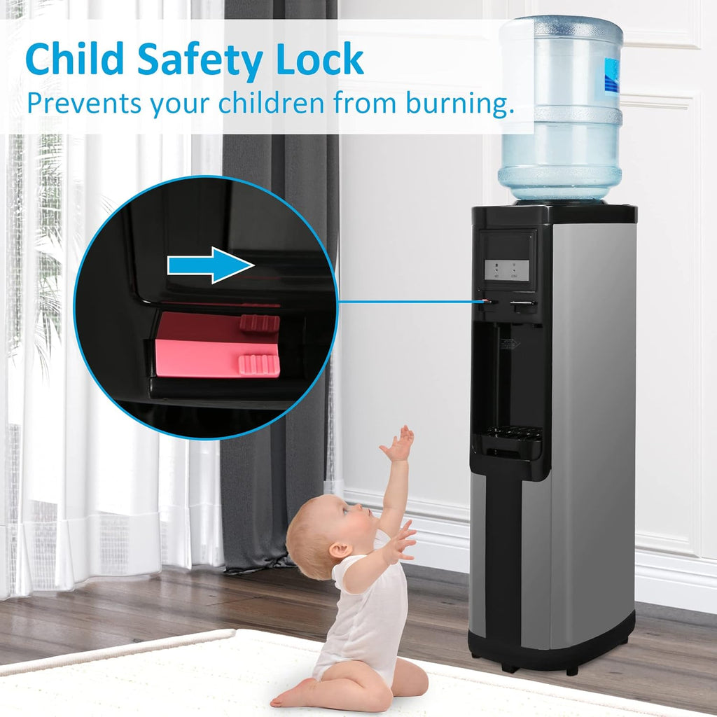 Black Stainless Steel Top Loading Water Cooler Dispenser for 3 & 5 Gallon Bottles N807050