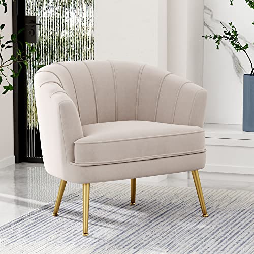 Green Velvet Accent Chair with Golden Metal Legs U651