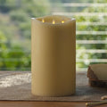 Tri-Flame Grand Flameless Candle 5.8" x 5.7" Moving Flame LED Candle Melted Top Unscented Real Wax Ivory M8283