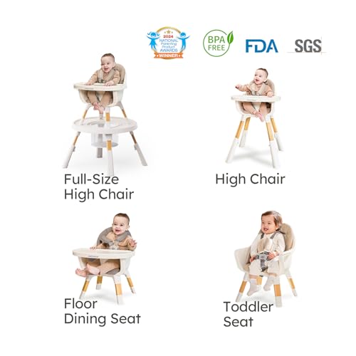 8 in 1 Convertible Highchair with Removable Tray, Khaki Z32626
