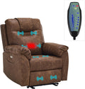 Electric Recliner with Heat & Massage, Leather Recliner Chair with Extended Footrest, Power Recliner Chair with USB Ports B1179