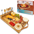 Bamboo Cheese Board with Knife Set, Wine Opener, Ceramic Bowls & Forks J873390