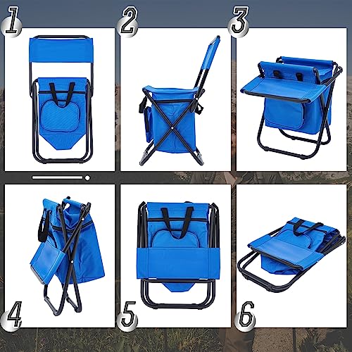 2 Pcs Foldable Fishing Chair with Cooler Bag P5375