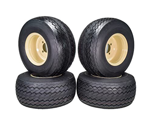 Set of 4 Beige 18x8.5-8 Golf Cart Wheels and Tires Combo G33334