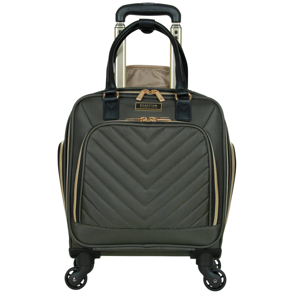 Olive Chevron Quilted 4-Wheel Spinner Carry-On Suitcase M708306