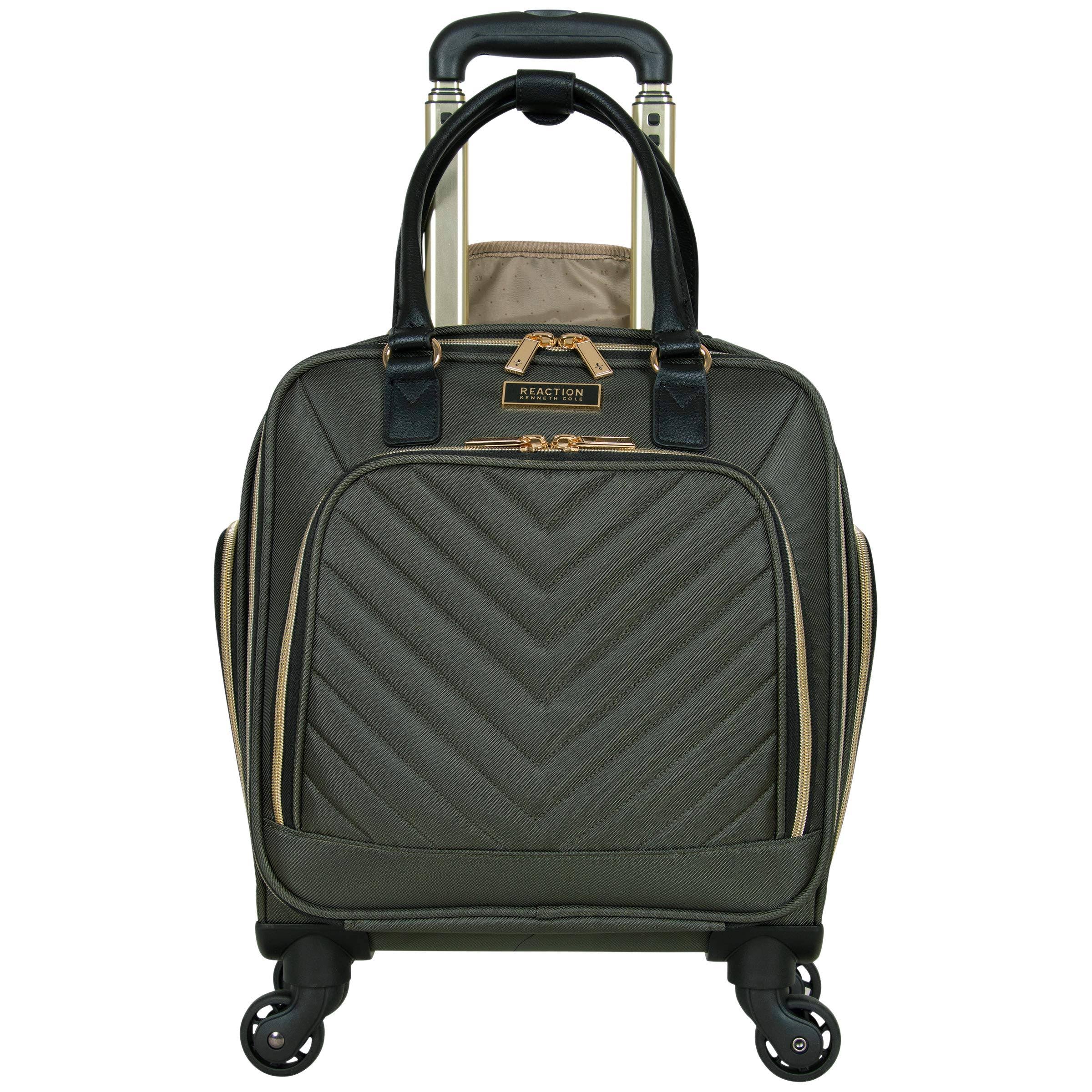 Olive Chevron Quilted 4-Wheel Spinner Carry-On Suitcase M708306