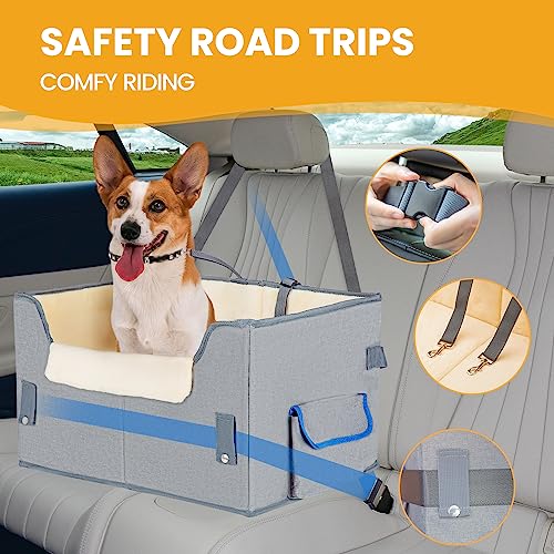 Elevated Dog Booster Seat Pet Travel Carrier Bed with Adjustable Straps P17652