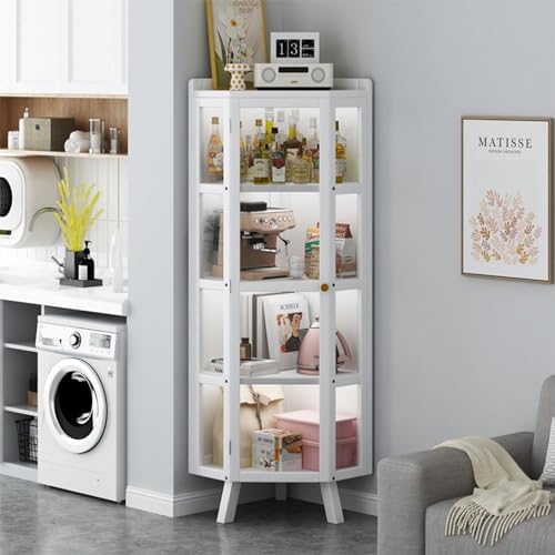 Glass Display Cabinet with White Doors B253789