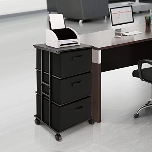 Grey Fabric Dresser with 3 Drawers and Wood Top E144992