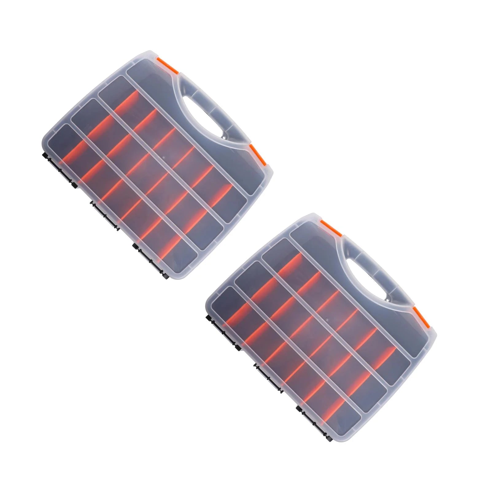 2pcs Black Orange Impact Resistant Polymer Storage Bins With Removable Dividers I902