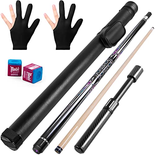 58 Inch Pool Cue Stick Set with Black Pool Cue Case O368107