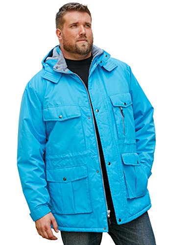 Men's Big & Tall Fleece-Lined Parka With Detachable Hood And 6 Pockets K950