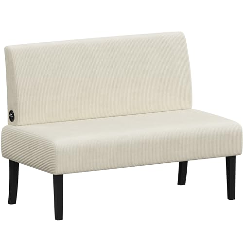 Beige Corduroy Armless Loveseat Futon V938