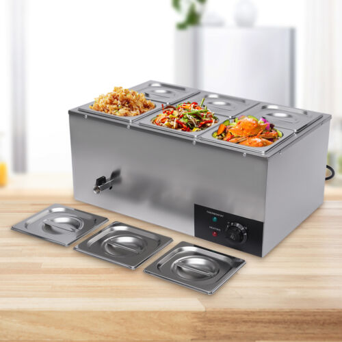 600W 110V 6 Pots Stainless Steel Commercial Buffet Food Warmer K214
