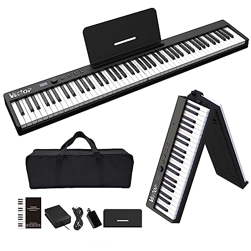 White 88 Key Folding Electric Piano with Bluetooth MIDI D498