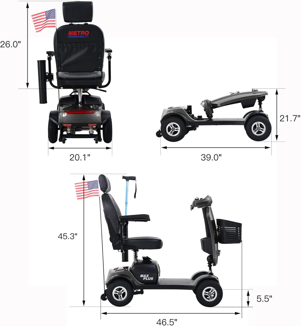 Grey 4 Wheel Motorized Scooter with 300 lbs Capacity A877
