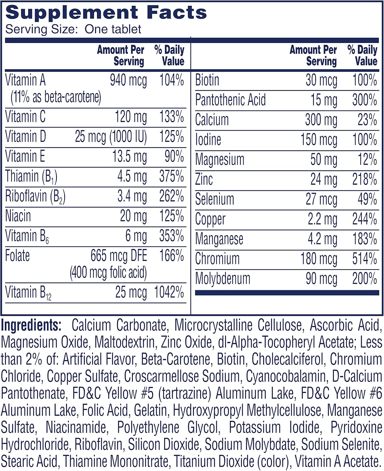 Women’s 50+ Multivitamins Tablet, 200 Count G5481