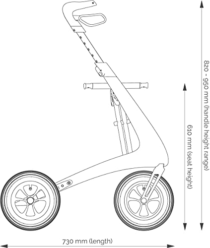 Carbon Overland All Terrain rollator with Big Pneumatic Wheels Foldable with seat Defender Green N250