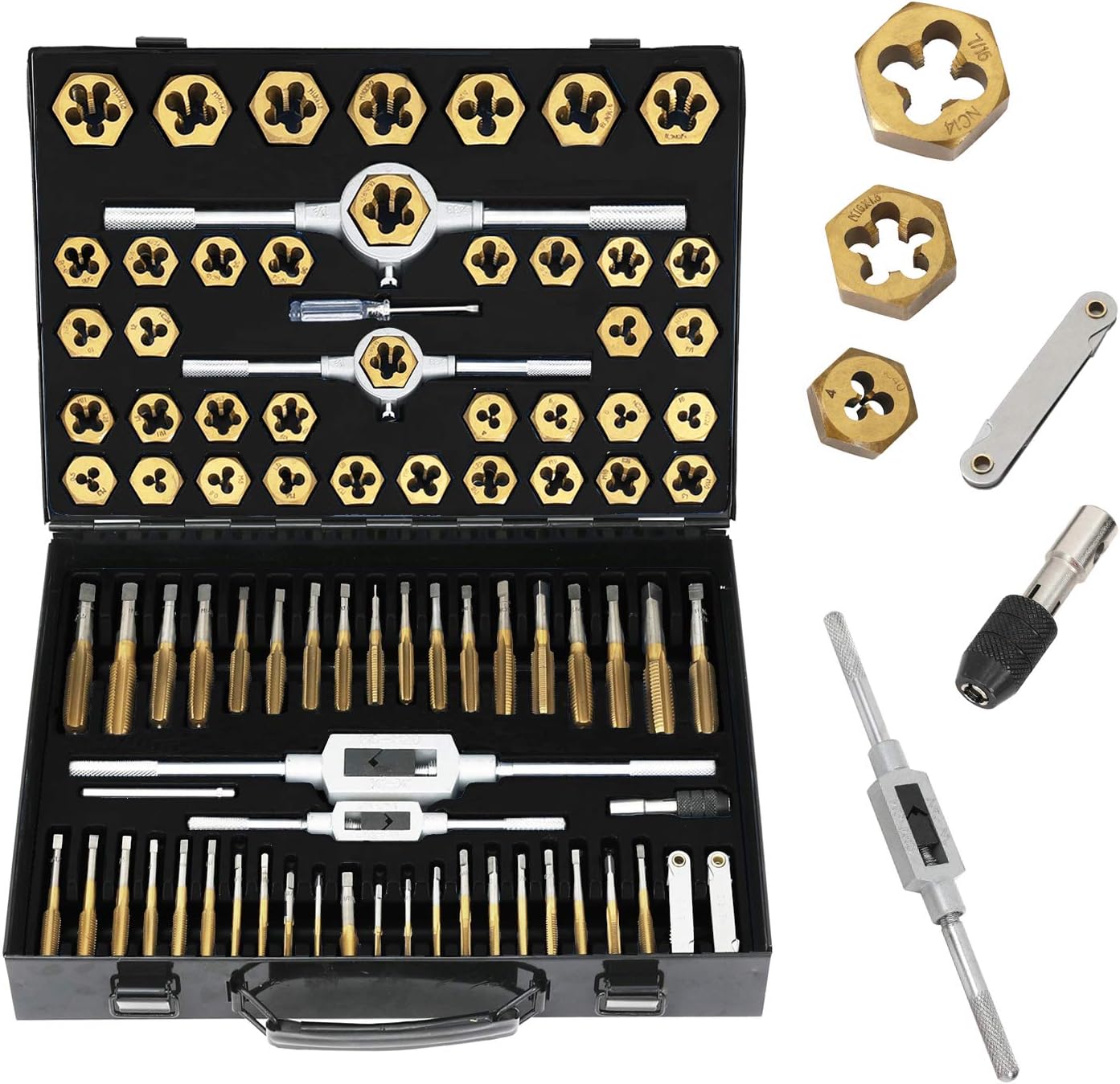 86 Piece Metric and SAE Standard Tap and Die Set with Metal Carrying Case X551