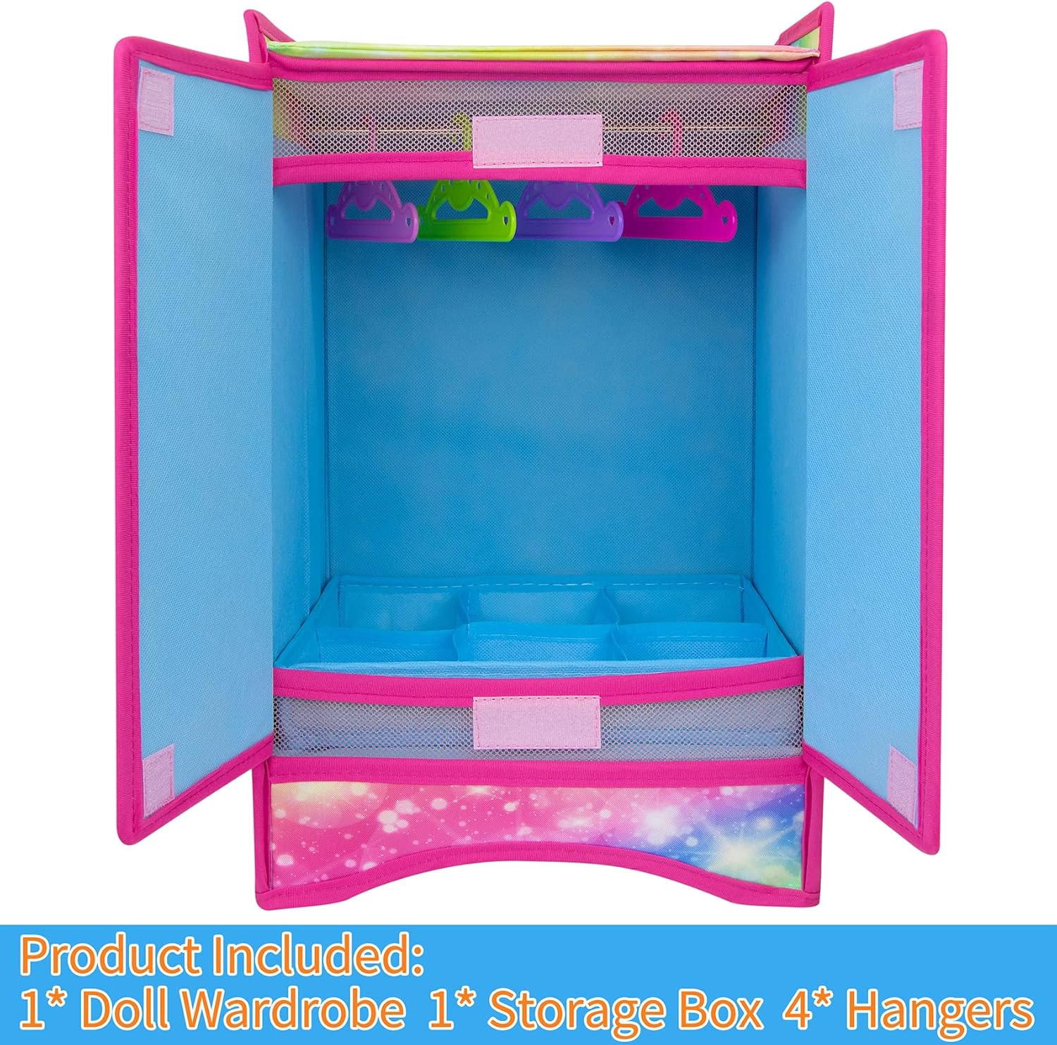18 Inch Doll Clothes Wardrobe with Hangers and Storage Box W13521