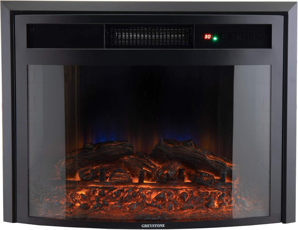 RV Fireplace 26 Cutout Size Electric Curved Glass Heater Remote Included B436818