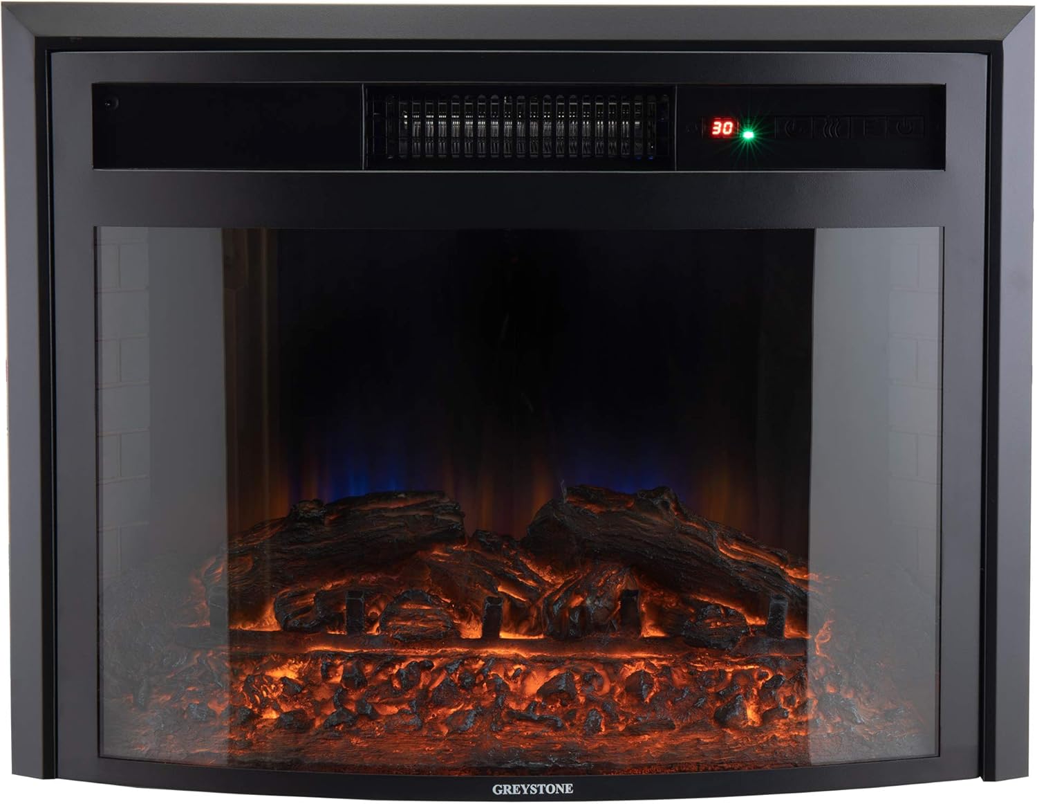 RV Fireplace 26 Cutout Size Electric Curved Glass Heater Remote Included B436818