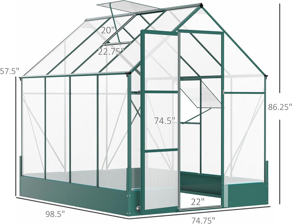 6' x 8' x 7' Walk-in Polycarbonate Greenhouse S16684