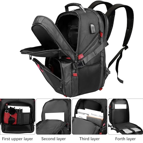 Black 50L Travel Laptop Backpack 17 Inch W291013