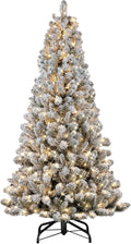 6.5’ Pre-Lit Virginia Pine Flocked Artificial Tree - Clear Lights R93816