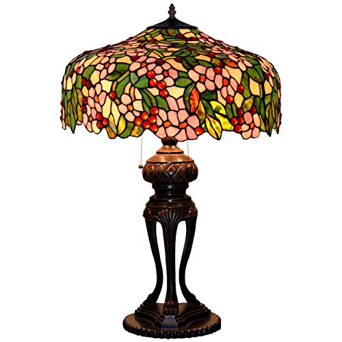 Peach Stained Glass 3-Light Table Lamp R1772