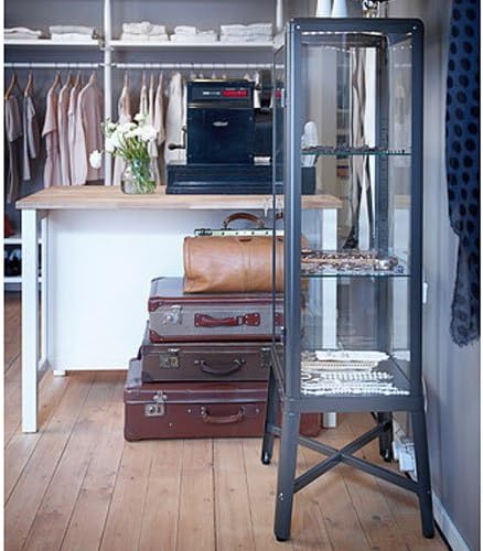 Dark Gray Glass Door Cabinet P133186