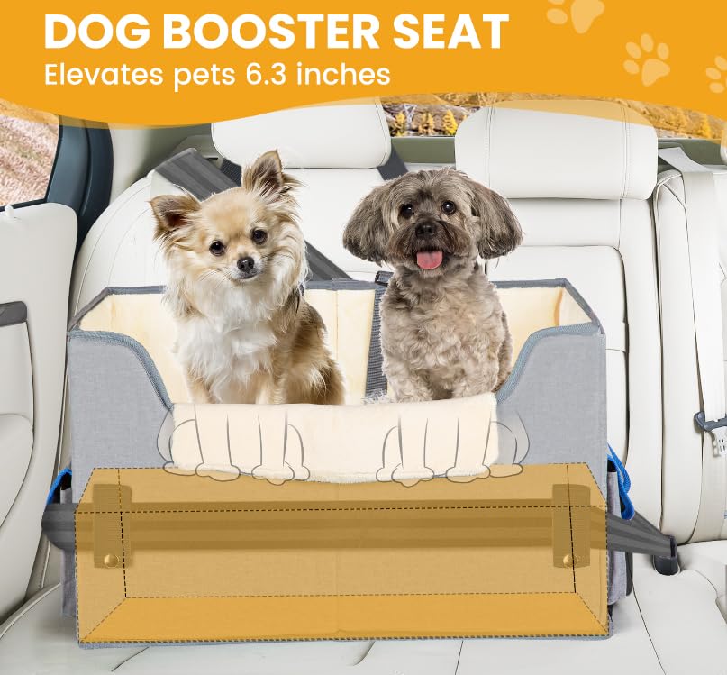 Elevated Dog Booster Seat Pet Travel Carrier Bed with Adjustable Straps P17652