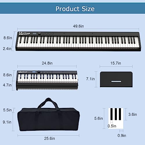 White 88 Key Folding Electric Piano with Bluetooth MIDI D498