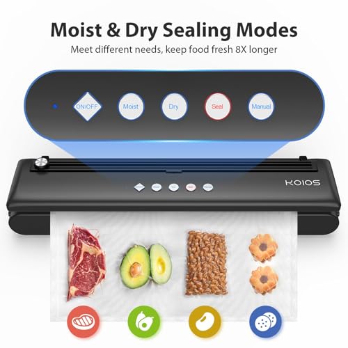 Compact Food Sealer with Cutter, Dry & Moist Modes, 10 Sealing Bags & Air Suction Hose H2211